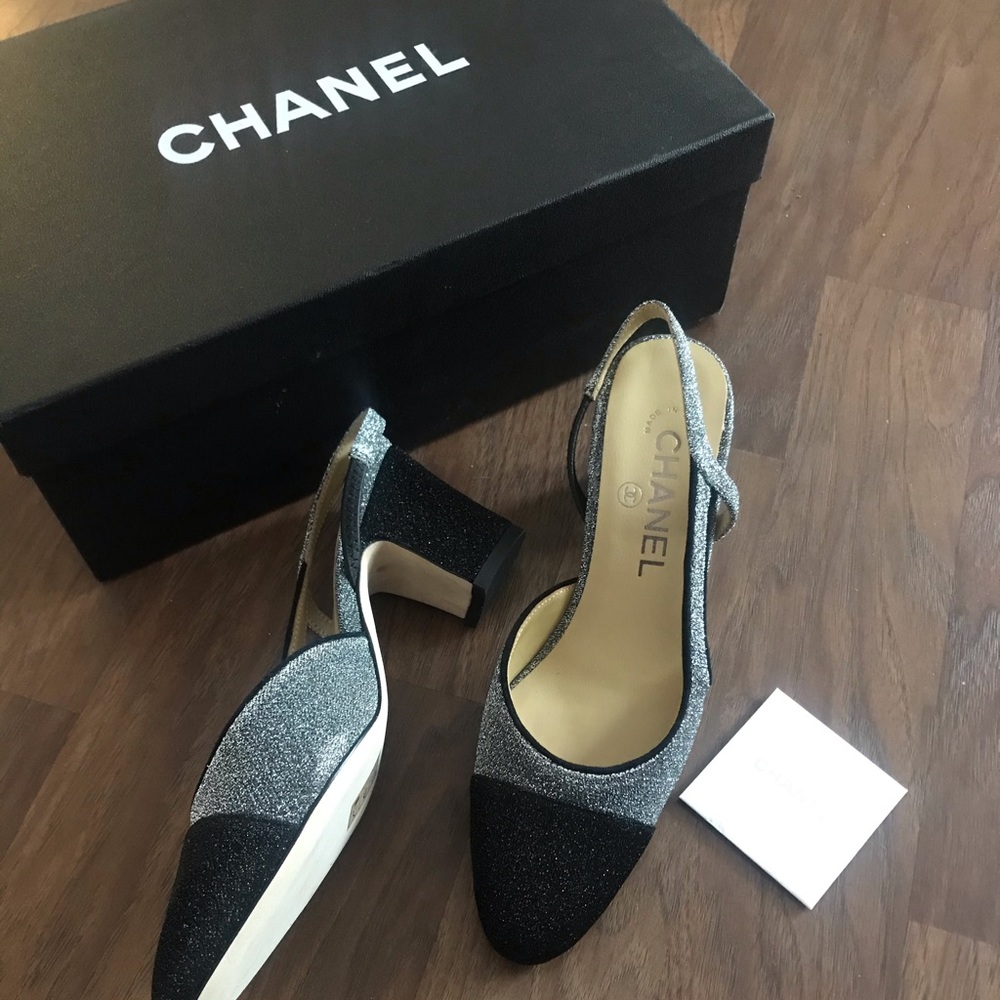 Chanel Glitter Slingback Heel